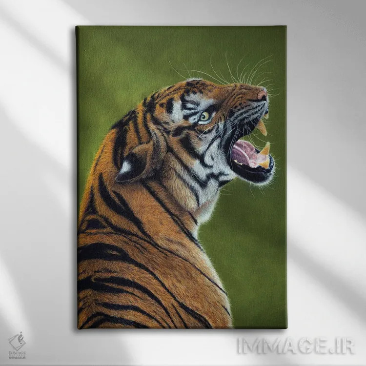 تابلو دکوراتیو ببر ۳ اثر میخائیل ودرنیکوف - نمای روبهرو روی دیوار