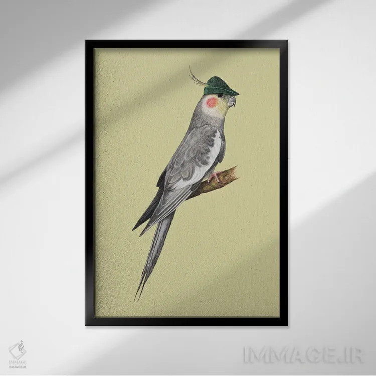 تابلو دکوراتیو کاکاتیل اثر میخائیل ودرنیکوف - نمای قابدار مشکی