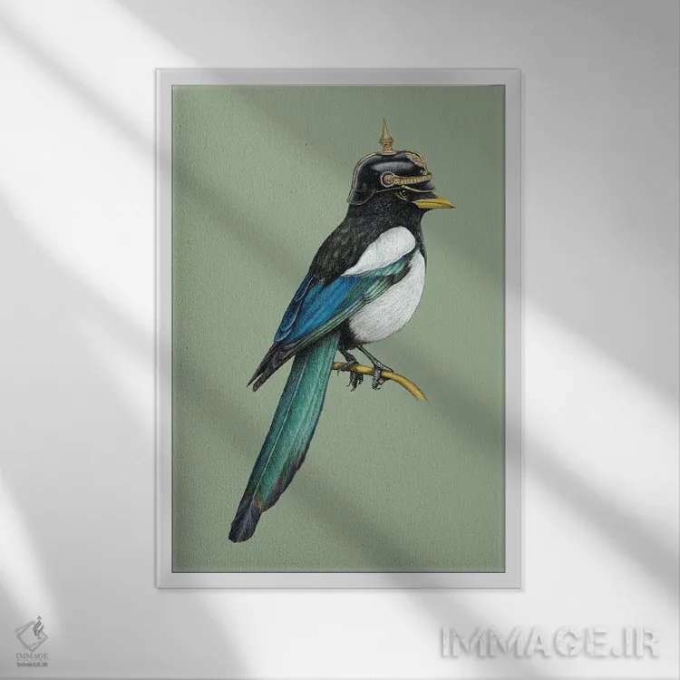 تابلو دکوراتیو ماکیای منقارش زرد اثر میخائیل ودرنیکوف - نمای قابدار سفید