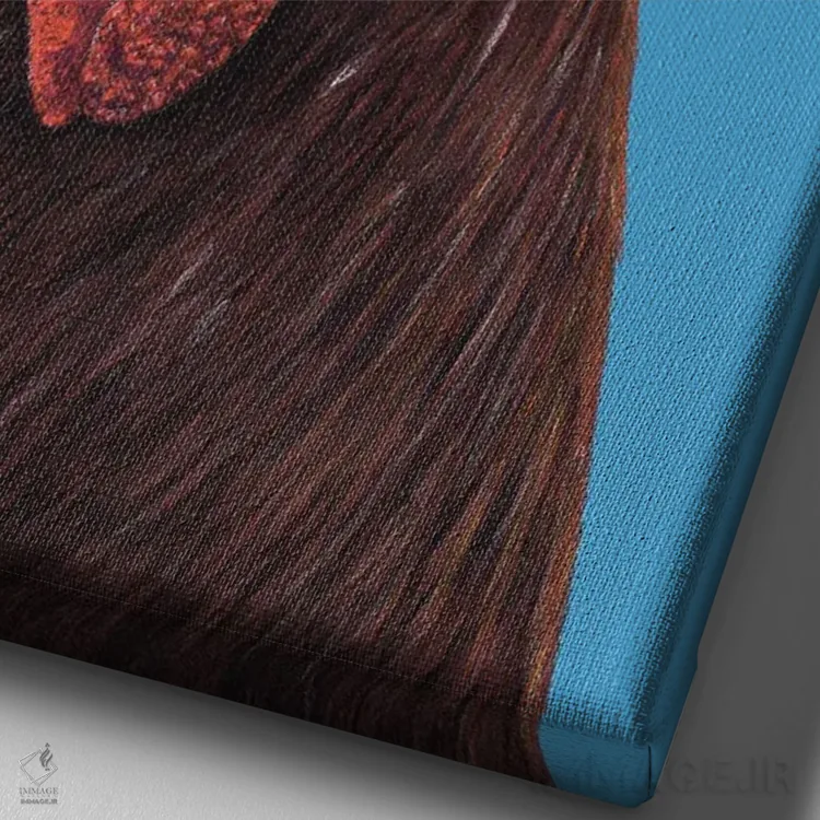 تابلو دکوراتیو خروس ۲ اثر میخائیل ودرنیکوف - نمای نزدیک بافت بوم