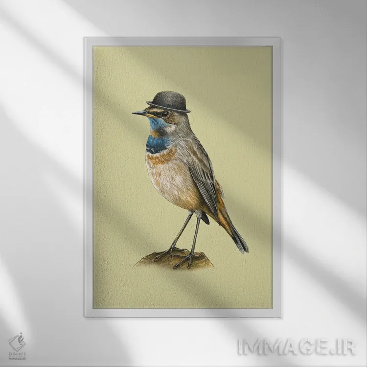 تابلو دکوراتیو گلوآبی اثر میخائیل ودرنیکوف - نمای قابدار سفید