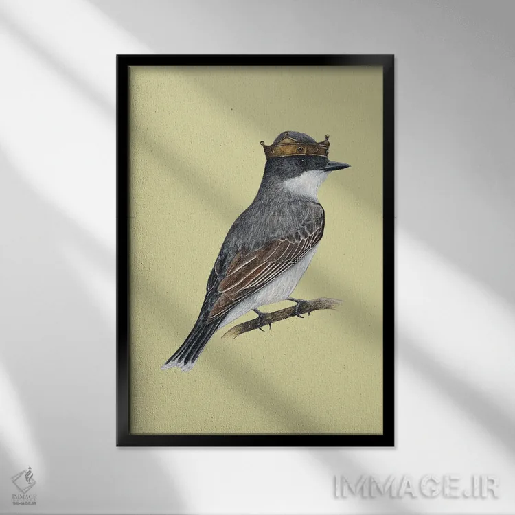 تابلو دکوراتیو مرغ پادشاه شرقی اثر میخائیل ودرنیکوف - نمای قابدار مشکی