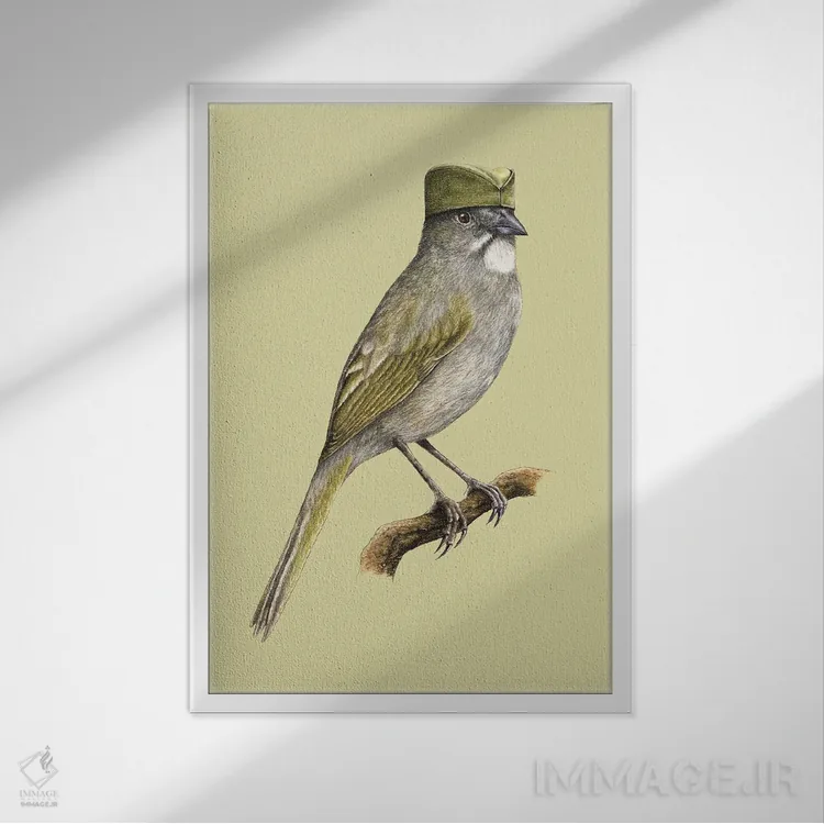 تابلو دکوراتیو تووه دم سبز اثر میخائیل ودرنیکوف - نمای قابدار سفید