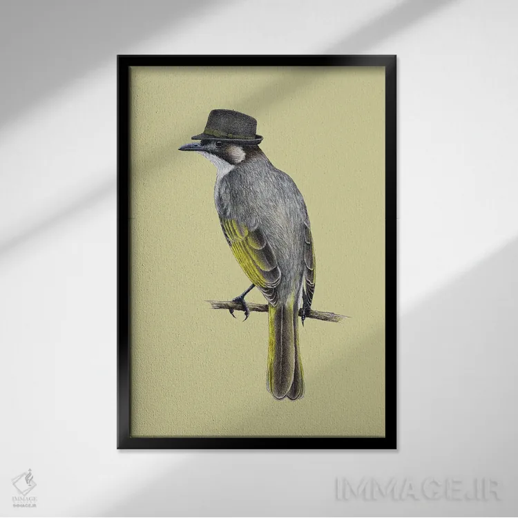 تابلو دکوراتیو بلبل با تنفس سبک اثر میخائیل ودرنیکوف - نمای قابدار مشکی