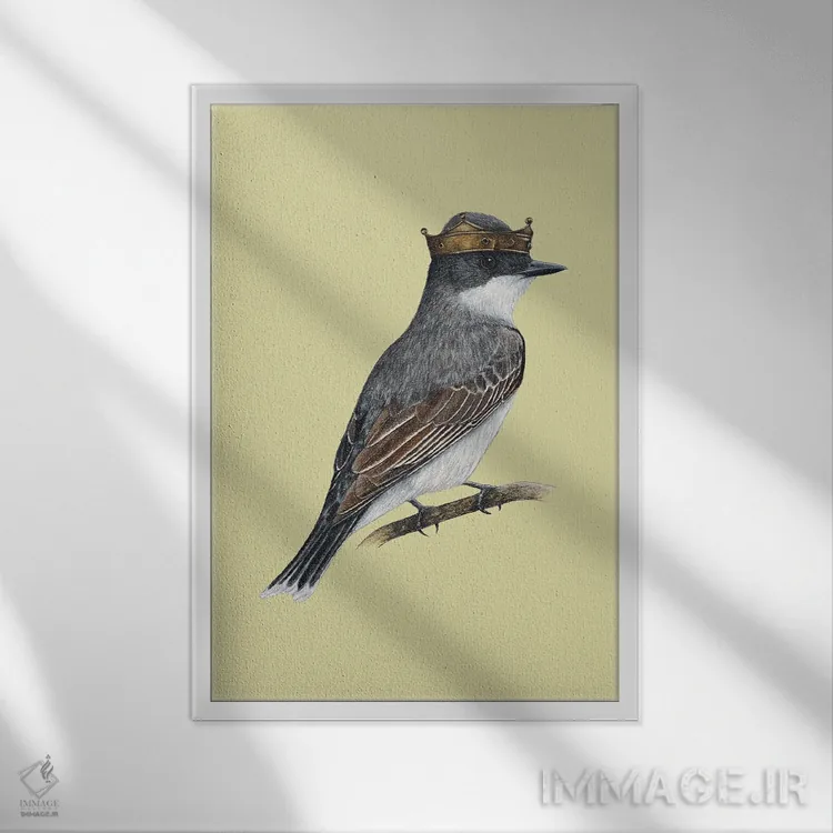 تابلو دکوراتیو مرغ پادشاه شرقی اثر میخائیل ودرنیکوف - نمای قابدار سفید