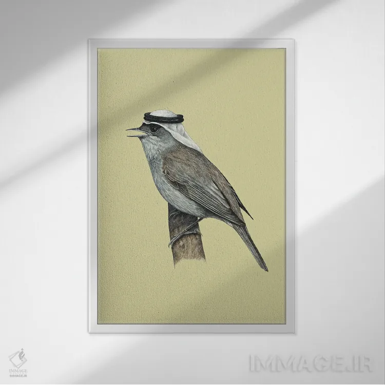 تابلو دکوراتیو کلاه سیاه اوراسیایی اثر میخائیل ودرنیکوف - نمای قابدار سفید