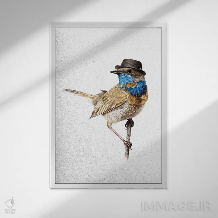 تابلو دکوراتیو گلوآبی ۲ اثر میخائیل ودرنیکوف - نمای قابدار سفید