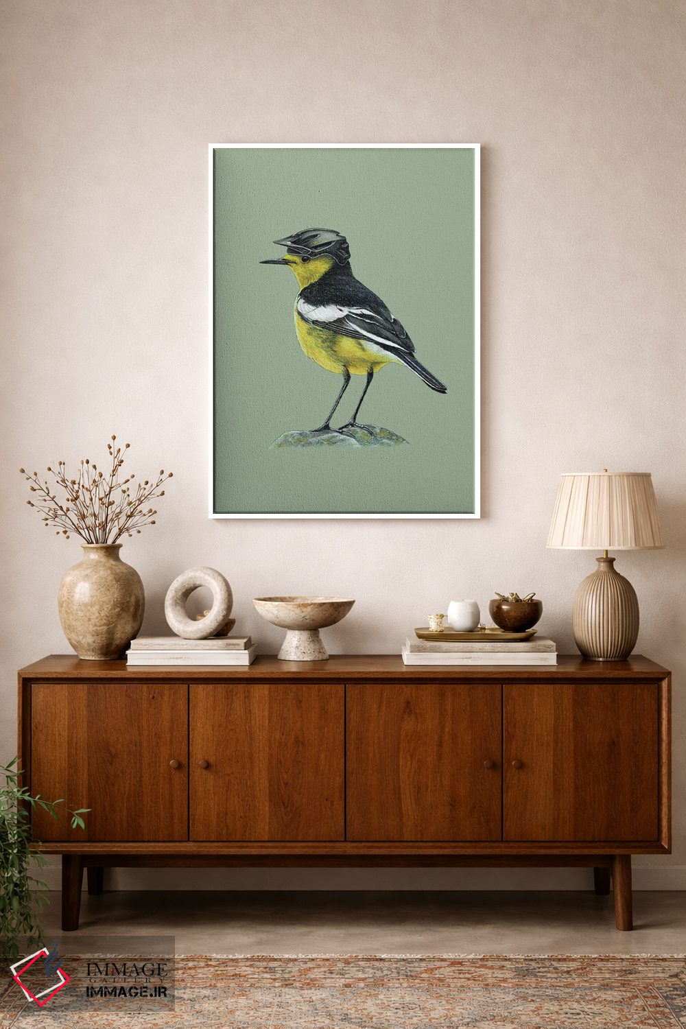 تابلو دکوراتیو دم جنبانک زرد پرتقالی اثر میخائیل ودرنیکوف - D1W