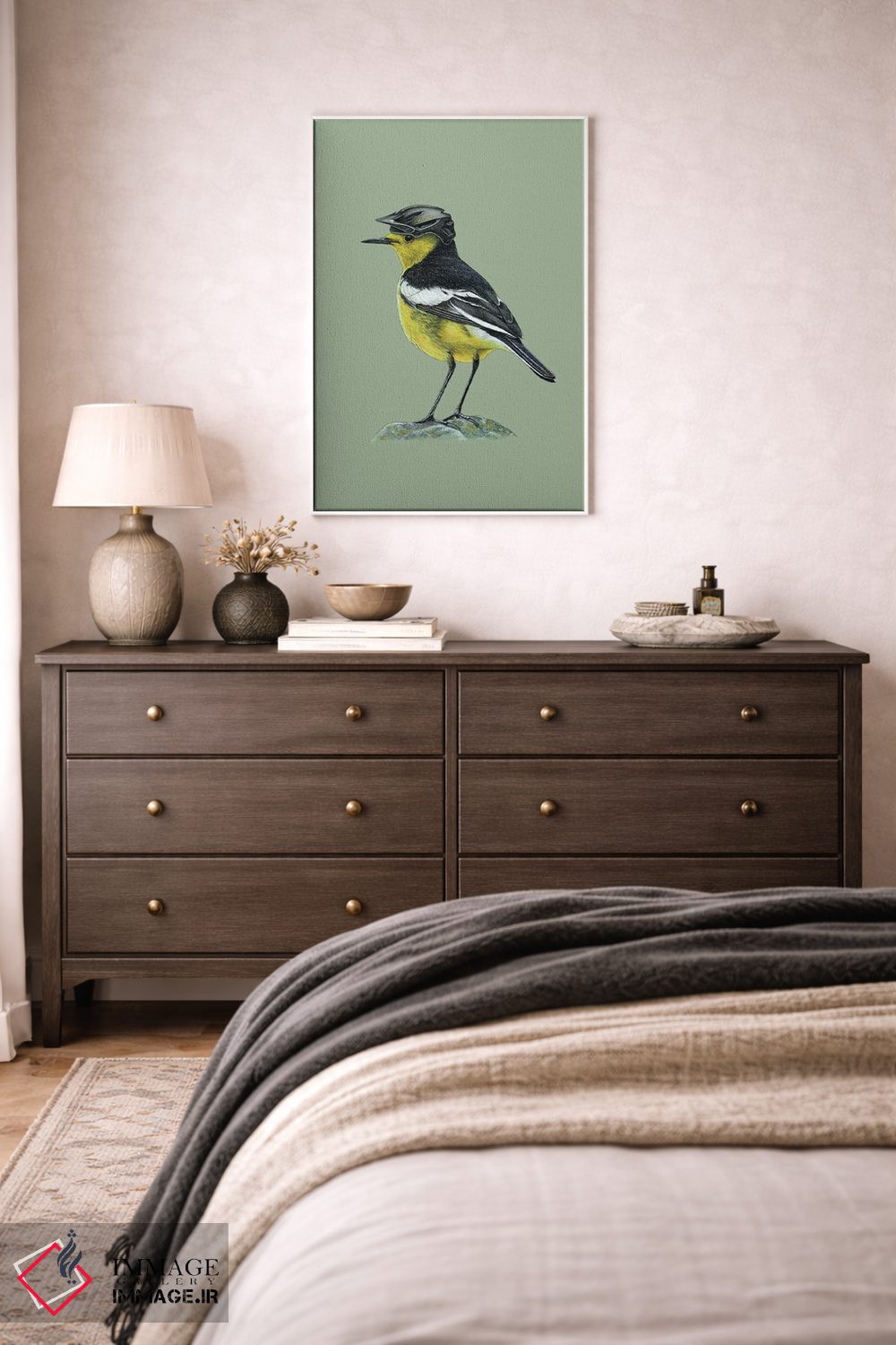 تابلو دکوراتیو دم جنبانک زرد پرتقالی اثر میخائیل ودرنیکوف - D2W