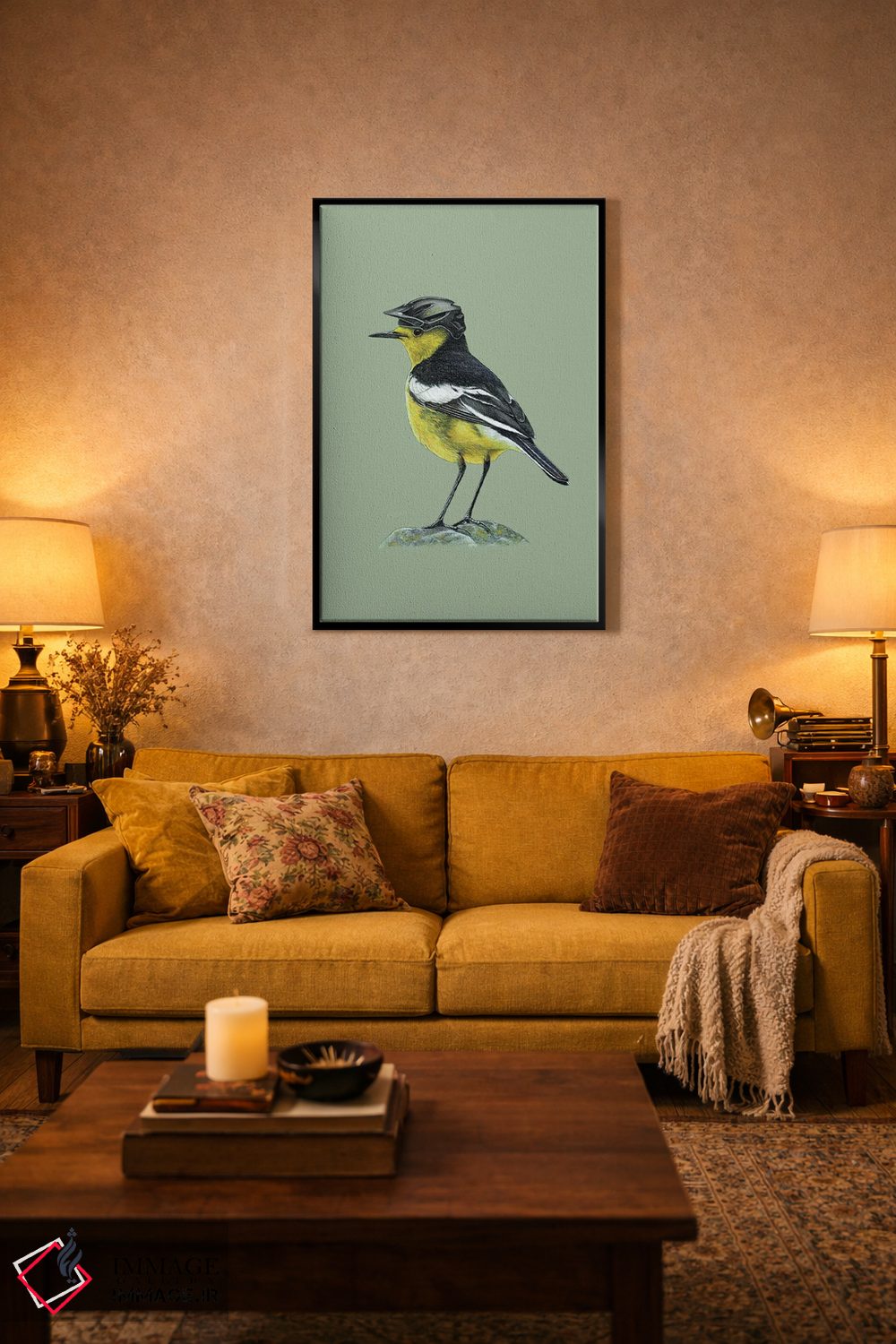 تابلو دکوراتیو دم جنبانک زرد پرتقالی اثر میخائیل ودرنیکوف - D4B