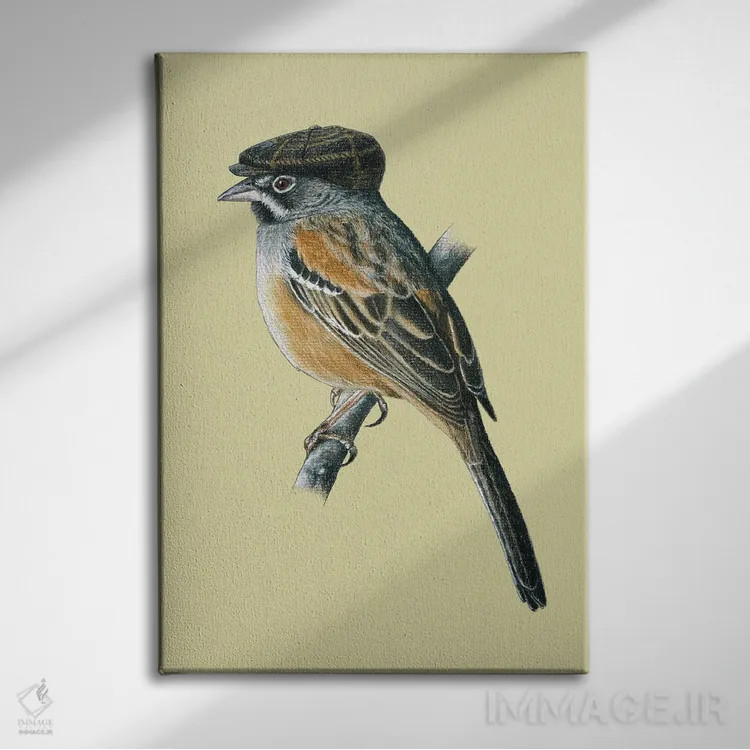 تابلو دکوراتیو گنجشک بریدد اثر میخائیل ودرنیکوف - نمای روبهرو روی دیوار