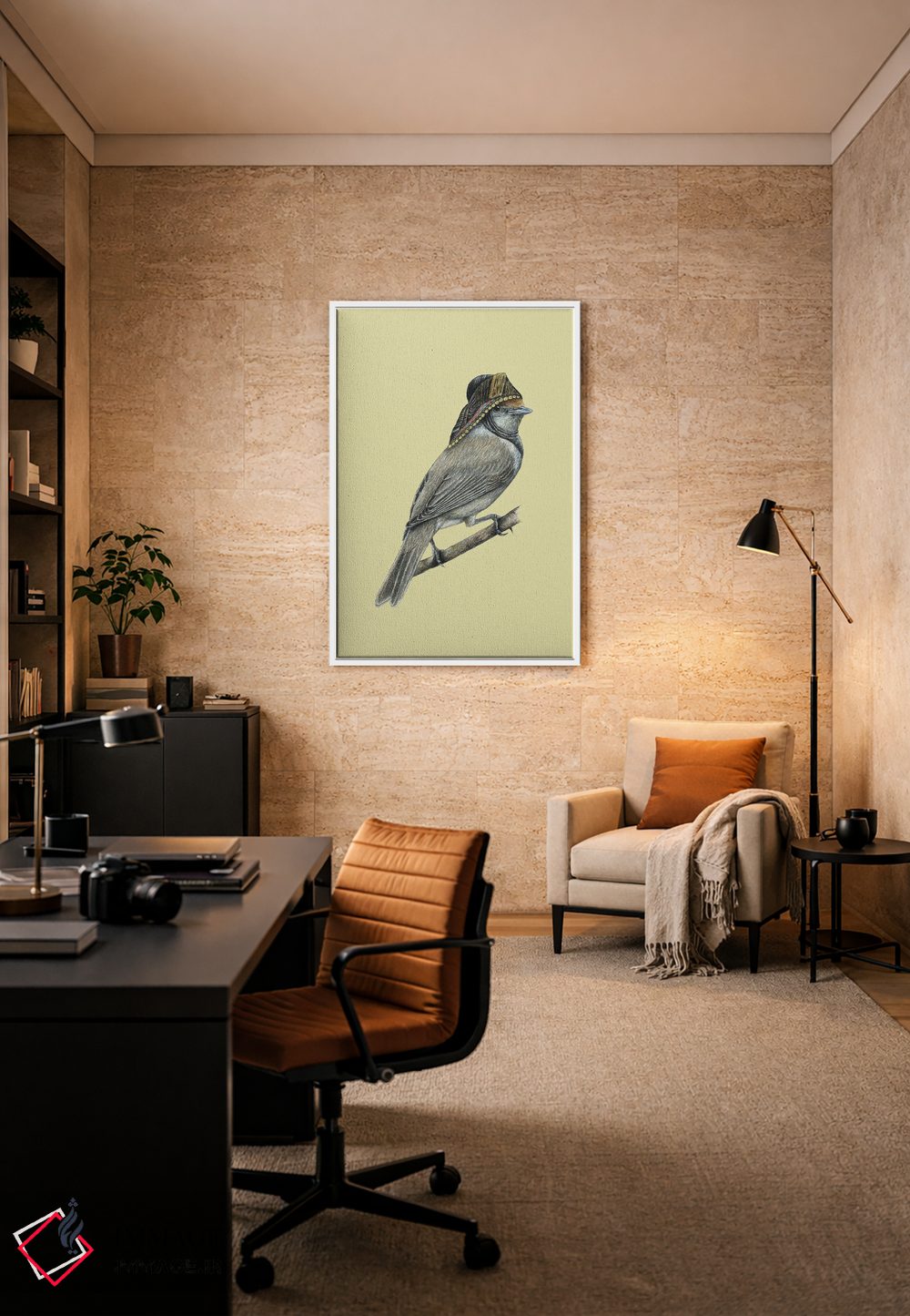 تابلو دکوراتیو کلاه سیاه اوراسیایی ۲ اثر میخائیل ودرنیکوف - D5W