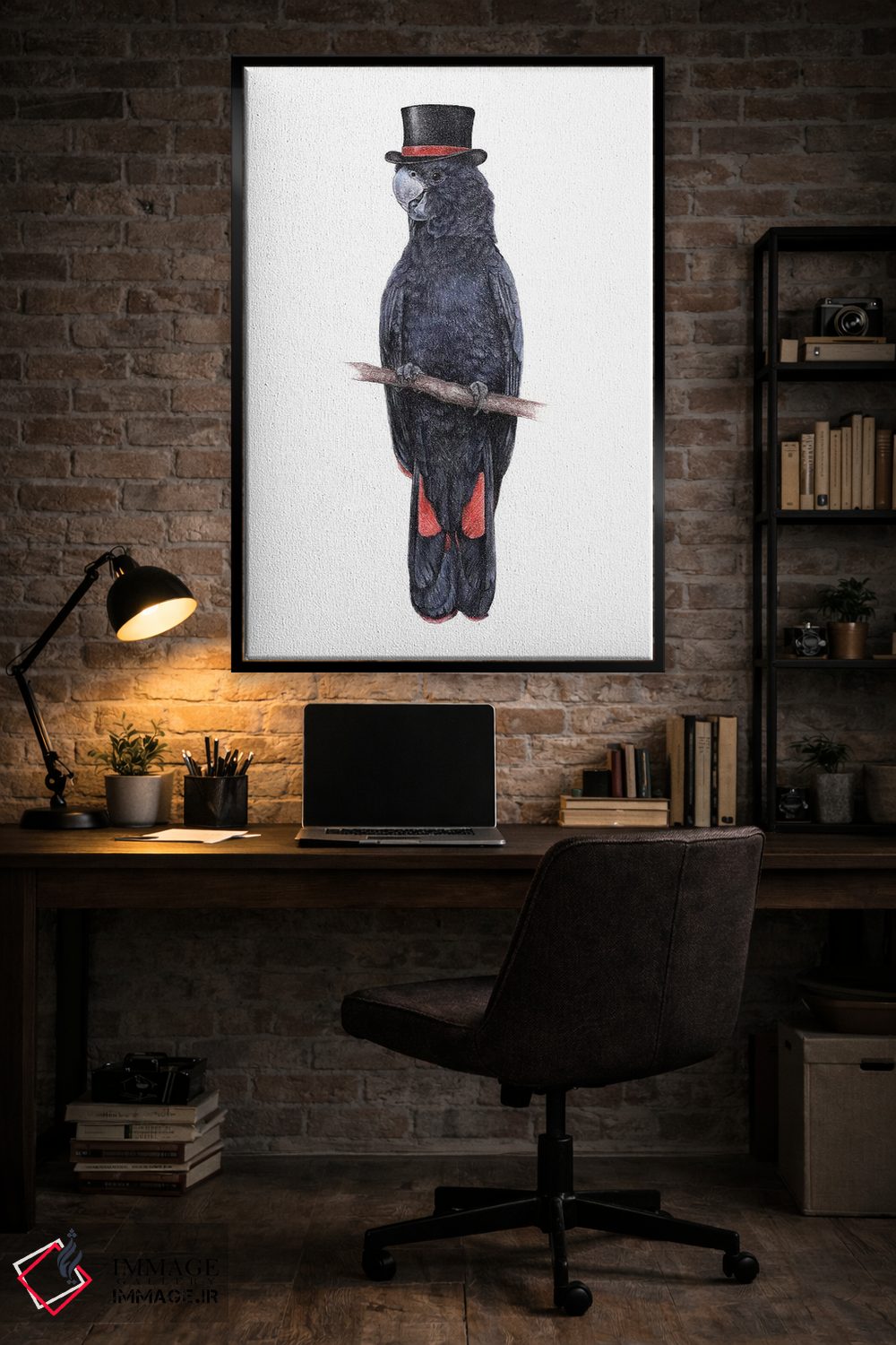 تابلو دکوراتیو کاکاتو سیاه دم قرمز اثر میخائیل ودرنیکوف - D5B