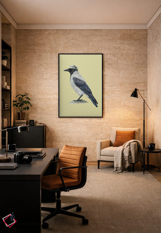 تابلو دکوراتیو کلاغ کاپوش دار ۲ اثر میخائیل ودرنیکوف - D5B