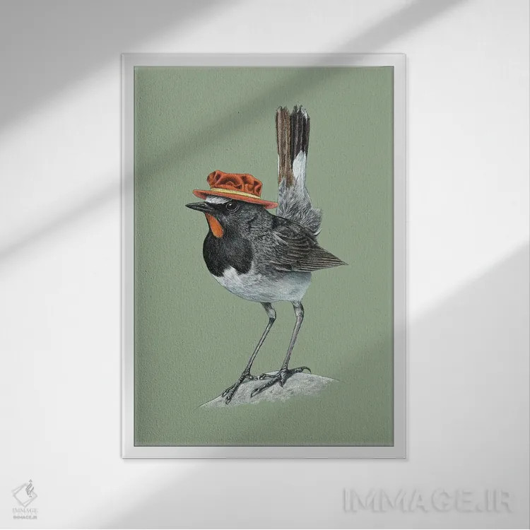 تابلو دکوراتیو گلوقرمز هیمالیایی اثر میخائیل ودرنیکوف - نمای قابدار سفید