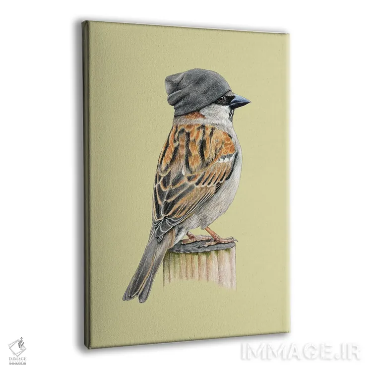 تابلو دکوراتیو گنجشک درختی ۲ اثر میخائیل ودرنیکوف - نمای پرسپکتیو محصول