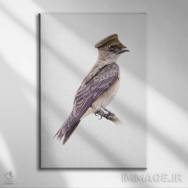 تابلو دکوراتیو مارتین سینه قهوه ای اثر میخائیل ودرنیکوف - نمای روبهرو روی دیوار