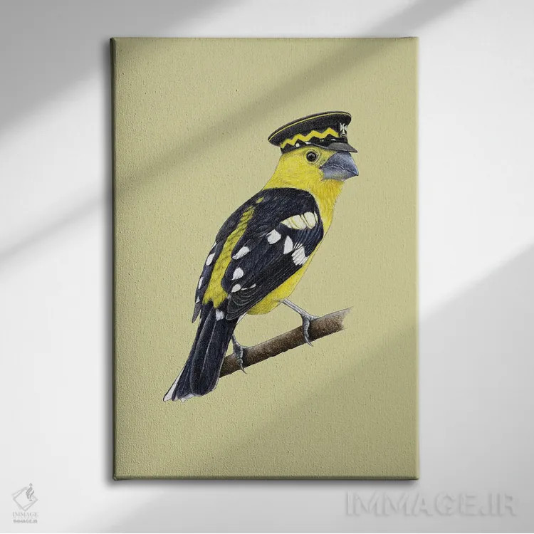 تابلو دکوراتیو "دارکوب طلایی" اثر میخائیل ودرنیکوف - نمای روبهرو روی دیوار