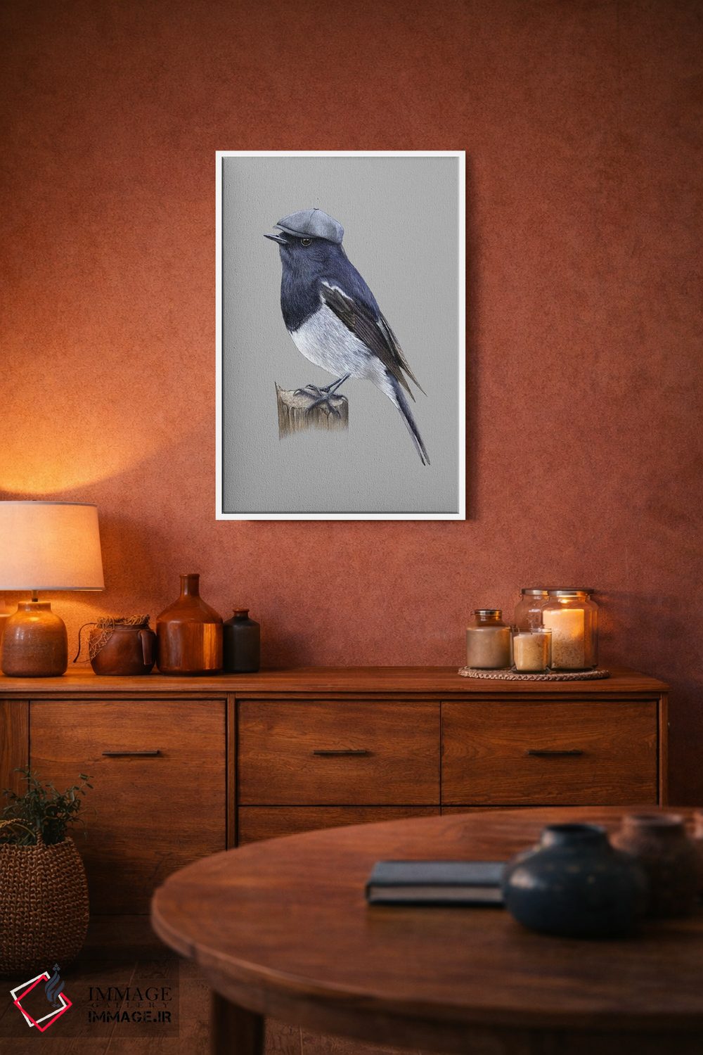 تابلو دکوراتیو دم جنبانک کلاه آبی اثر میخائیل ودرنیکوف - D3W