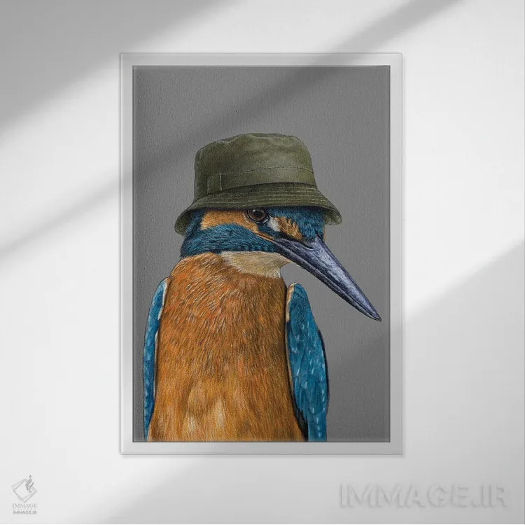 تابلو دکوراتیو "مرغ ماهی خوار معمولی ۲" اثر میخائیل ودرنیکوف - نمای قابدار سفید