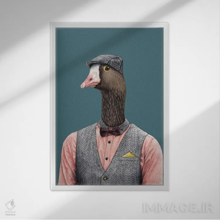 تابلو دکوراتیو "غاز کوچک پیشانی سفید" اثر میخائیل ودرنیکوف - نمای قابدار سفید