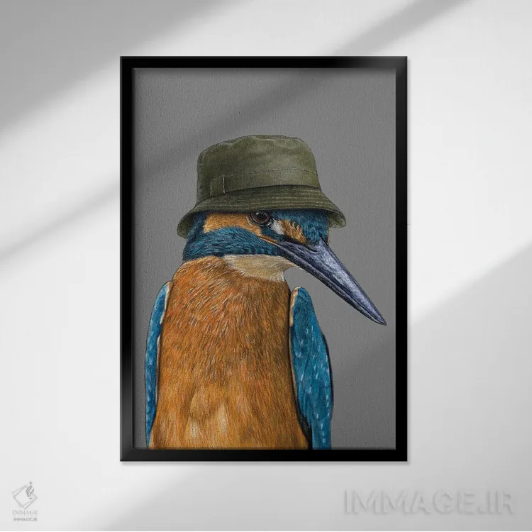 تابلو دکوراتیو "مرغ ماهی خوار معمولی ۲" اثر میخائیل ودرنیکوف - نمای قابدار مشکی