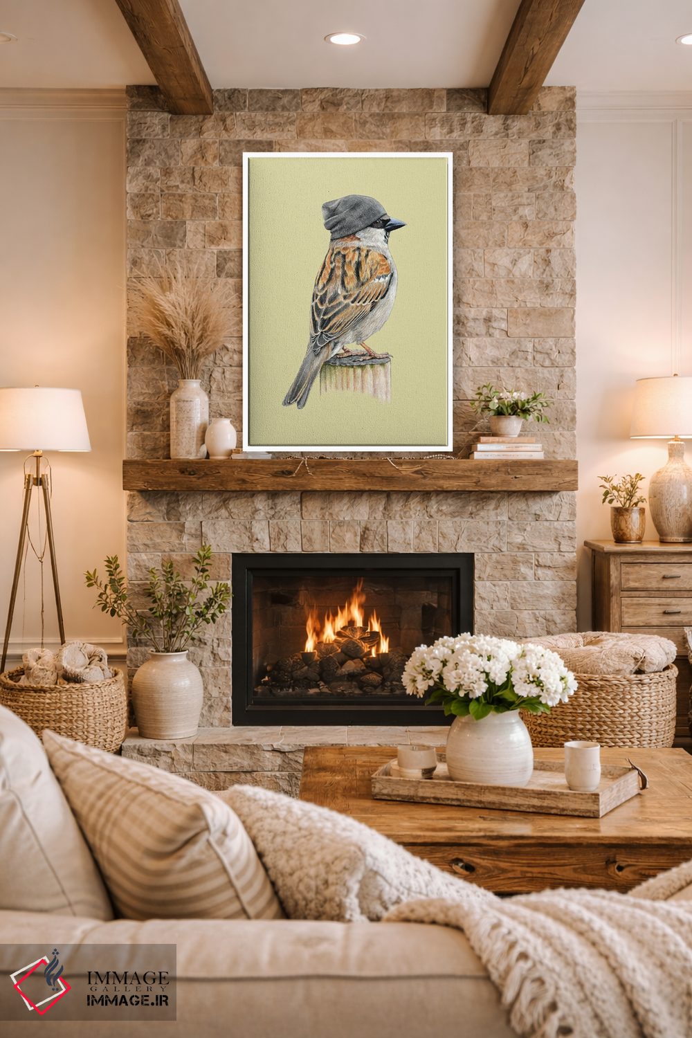 تابلو دکوراتیو گنجشک درختی ۲ اثر میخائیل ودرنیکوف - D1W