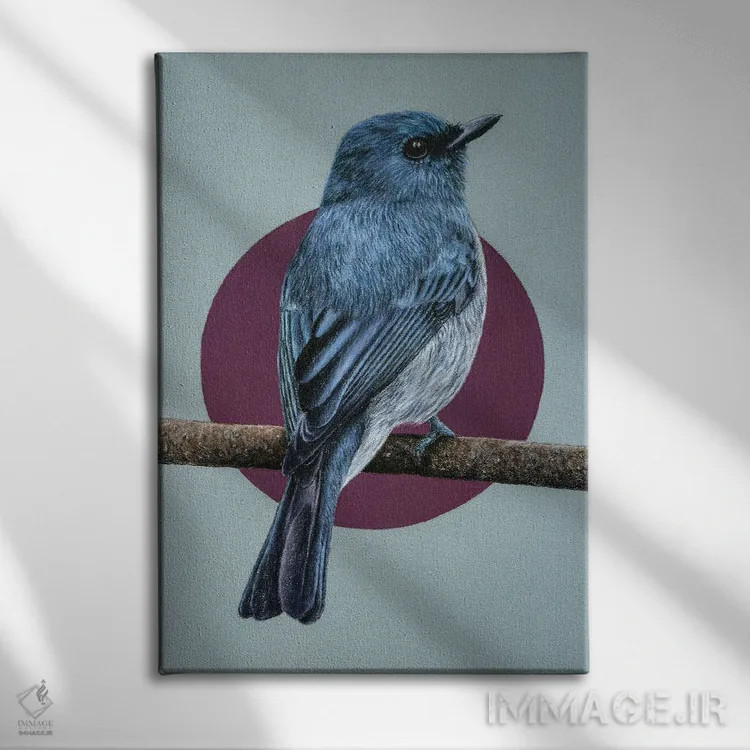 تابلو دکوراتیو "مگس گیر آبی مات" اثر میخائیل ودرنیکوف - نمای روبهرو روی دیوار