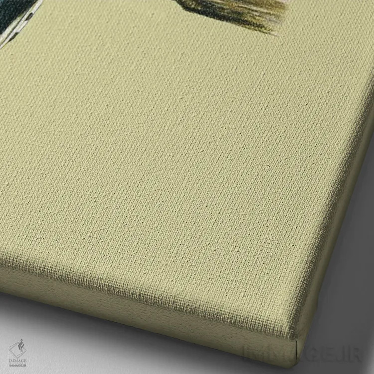 تابلو دکوراتیو "دارکوب خال دار بزرگ" اثر میخائیل ودرنیکوف - نمای نزدیک بافت بوم