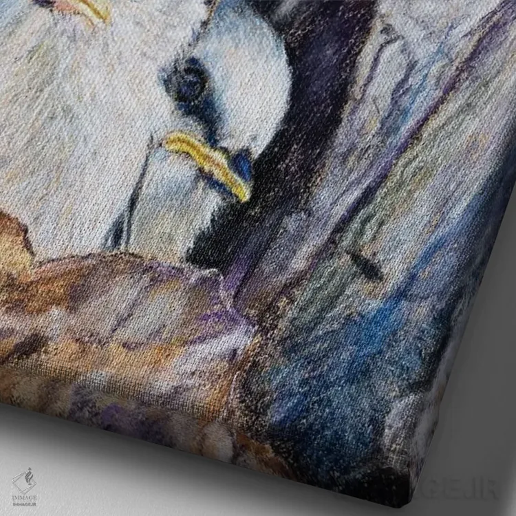 تابلو دکوراتیو "سهره آبی" اثر میخائیل ودرنیکوف - نمای نزدیک بافت بوم