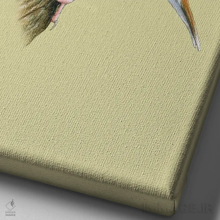 تابلو دکوراتیو "دارکوب نوک کلفت ۲" اثر میخائیل ودرنیکوف - نمای نزدیک بافت بوم