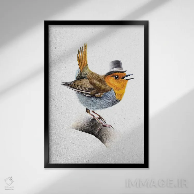 تابلو دکوراتیو "مرغ سهره ژاپنی" اثر میخائیل ودرنیکوف - نمای قابدار مشکی