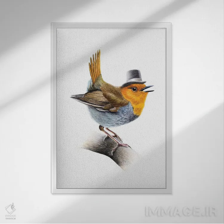 تابلو دکوراتیو "مرغ سهره ژاپنی" اثر میخائیل ودرنیکوف - نمای قابدار سفید