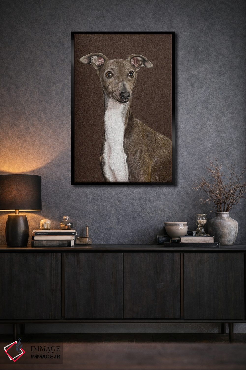 تابلو دکوراتیو "سگ تازی ایتالیایی" اثر میخائیل ودرنیکوف - D2B