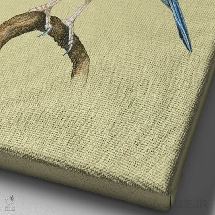 تابلو دکوراتیو "مرغ هدهد نارنجی سر" اثر میخائیل ودرنیکوف - نمای نزدیک بافت بوم