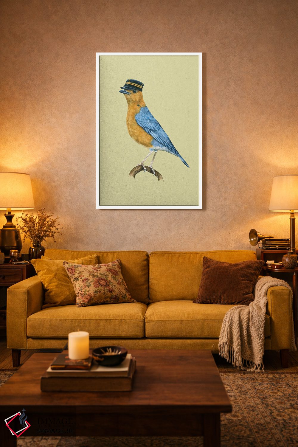 تابلو دکوراتیو "مرغ هدهد نارنجی سر" اثر میخائیل ودرنیکوف - D3W