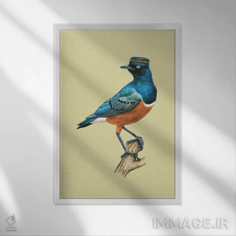 تابلو دکوراتیو "مرغ ستاره ای بی نظیر" اثر میخائیل ودرنیکوف - نمای قابدار سفید