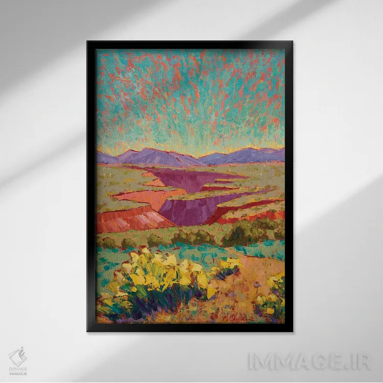 تابلو دکوراتیو شکوفایی کامل در تنگه تاوس اثر میشل کریسمن - نمای قابدار مشکی