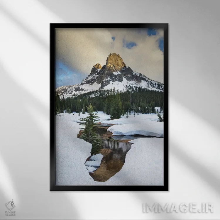 تابلو دکوراتیو آمریکا، ایالت واشنگتن. کوه زنگ آزادی، گذر واشنگتن، شمال کا… اثر آلن ماچروویچ - نمای قابدار مشکی