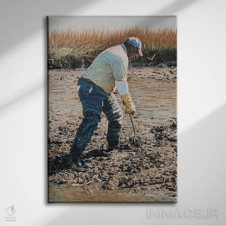 تابلو دکوراتیو صید صدف در لوکانتری اثر مایکل جی. هارل - نمای روبهرو روی دیوار