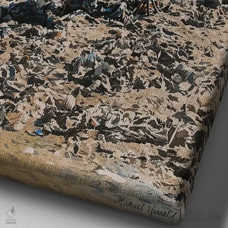 تابلو دکوراتیو صید صدف در لوکانتری اثر مایکل جی. هارل - نمای نزدیک بافت بوم