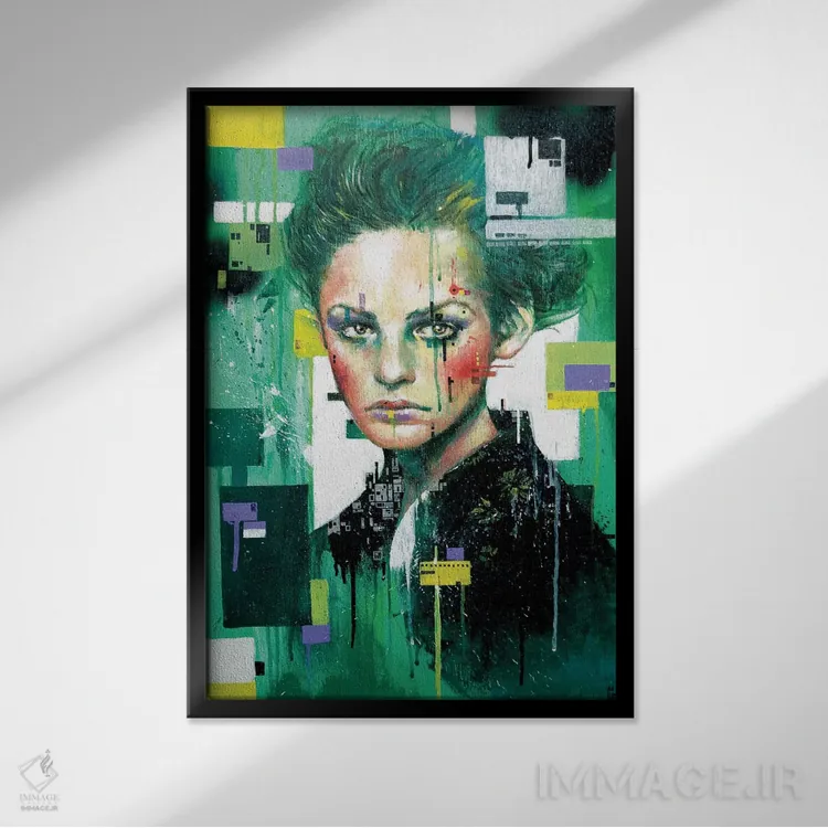 تابلو دکوراتیو گل سرخ شده اثر مینجه لی - نمای قابدار مشکی