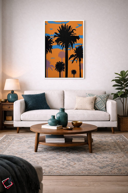 تابلو دکوراتیو غروب نخل ۱ اثر مارتین جیمز - D2W