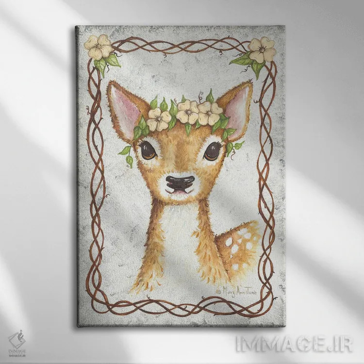 تابلو دکوراتیو آهو اثر مری آن جون - نمای روبهرو روی دیوار