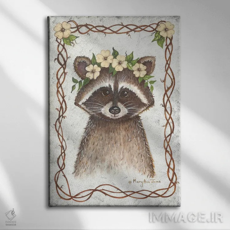 تابلو دکوراتیو راکون اثر مری آن جون - نمای روبهرو روی دیوار