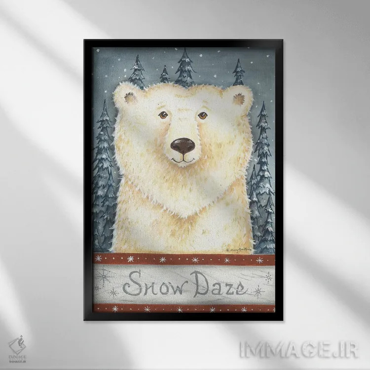 تابلو دکوراتیو گیجی برفی اثر مری آن جون - نمای قابدار مشکی