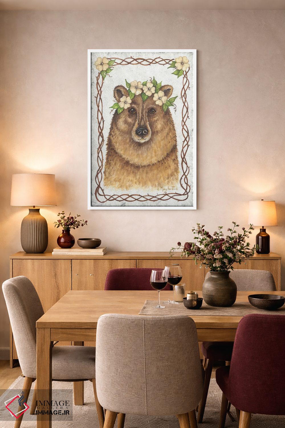 تابلو دکوراتیو خرس اثر مری آن جون - D4W