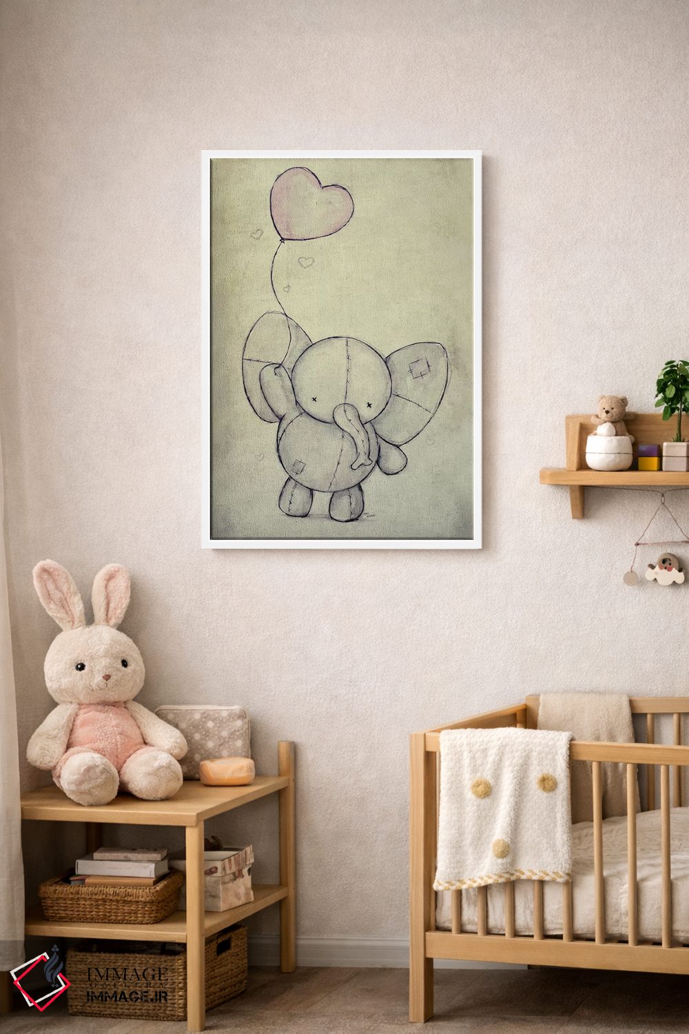 تابلو دکوراتیو فیل بامزه با یک بادکنک اثر مایک کوبو - D4W