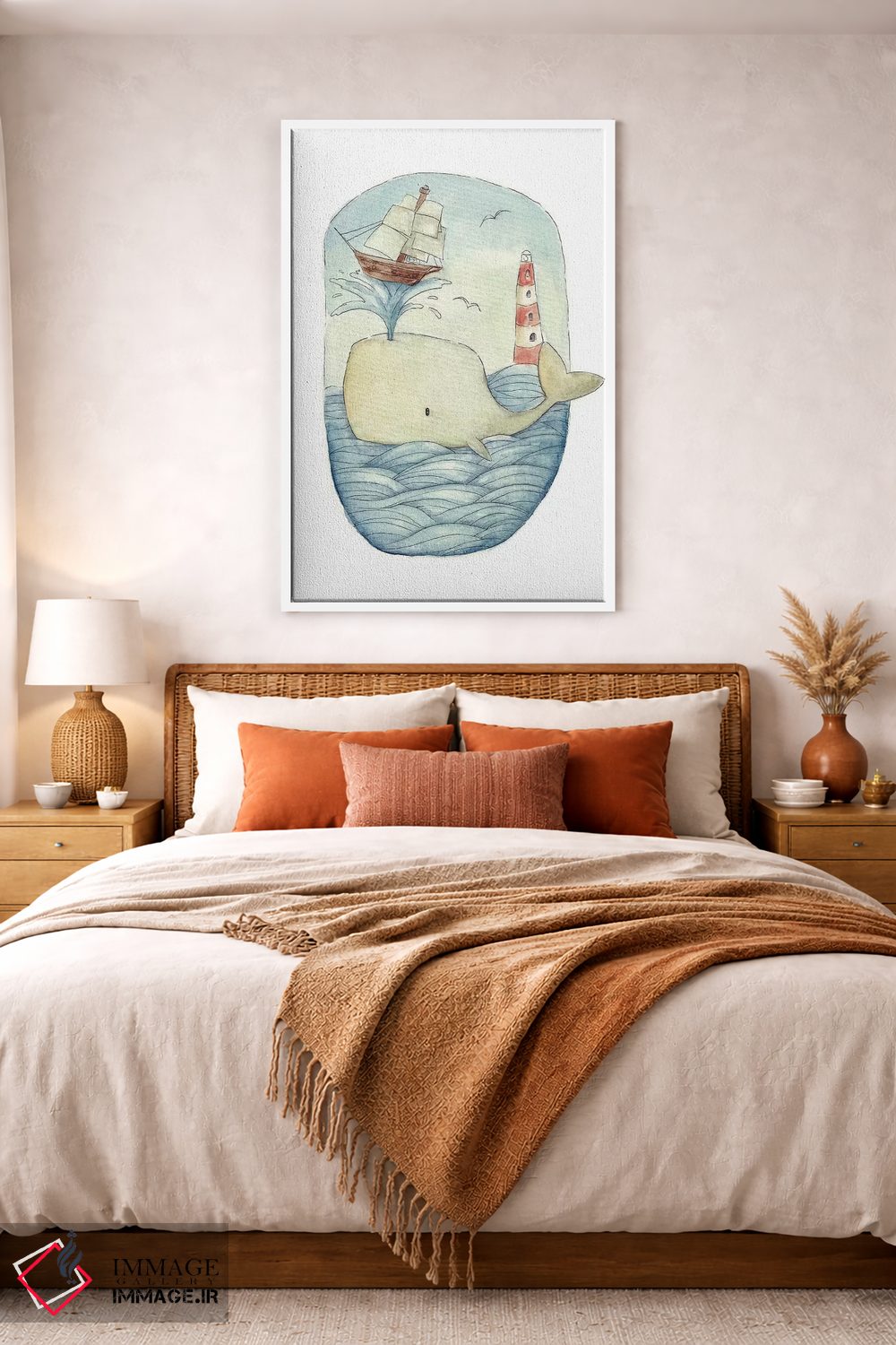 تابلو دکوراتیو نهنگ بامزه در دریا اثر مایک کوبو - D2W