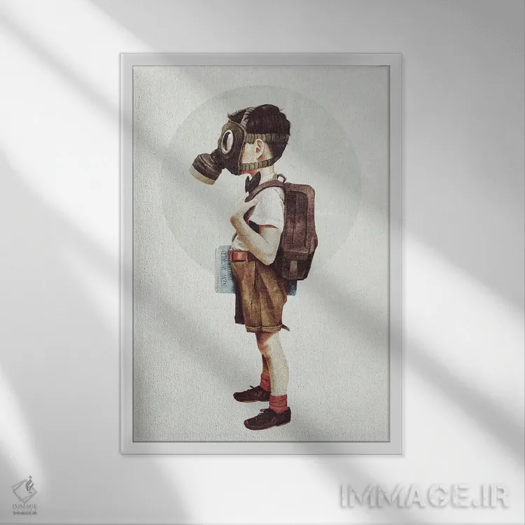 تابلو دکوراتیو بازگشت به مدرسه اثر مایک کوبو - نمای قابدار سفید